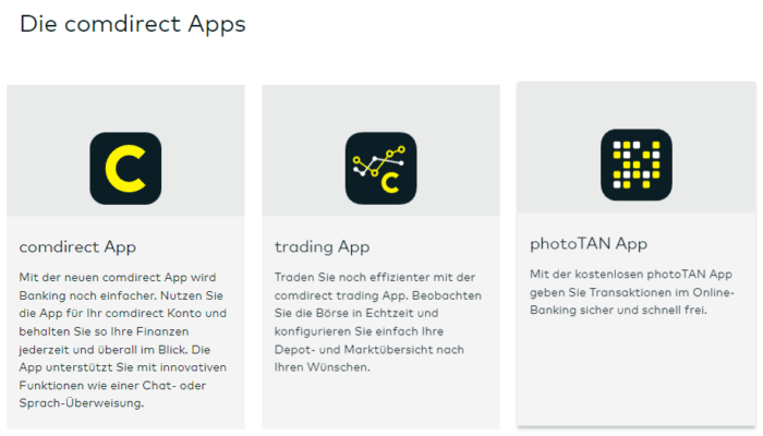 Die comdirect bietet verschiedene apps